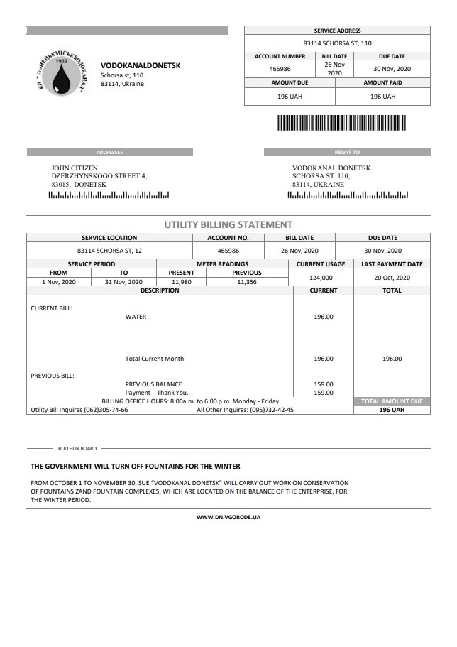  Minol USA business utility bill 